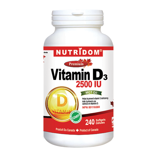 Nutridom Vitamin D3 2500IU 240 Softgels (MCT Oil)